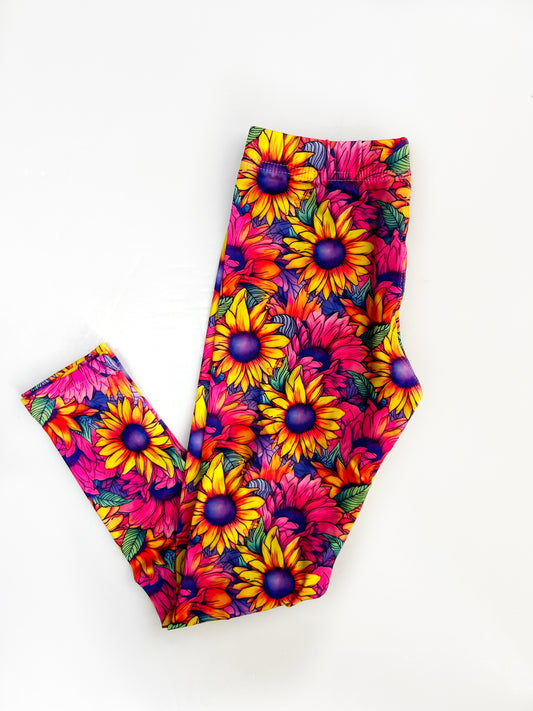 Vibrant sunflowers leggings