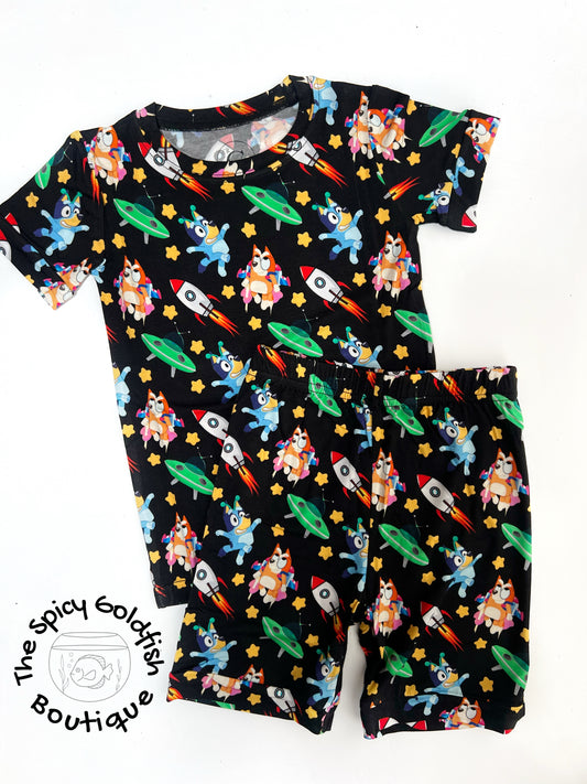 Rocket ship bluey bamboo pjs