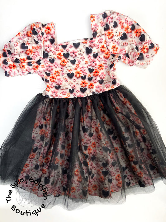 Heart floral tulle