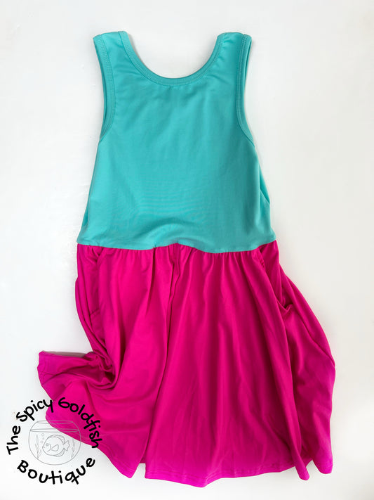 Aqua & Pink neon tank